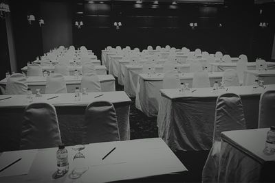 Chairs and tables in stadium