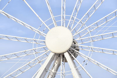 Low angle view of ferris wheel against blue sky