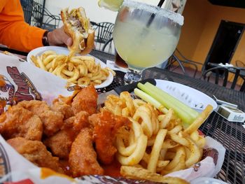 High angle view of meal served in plate