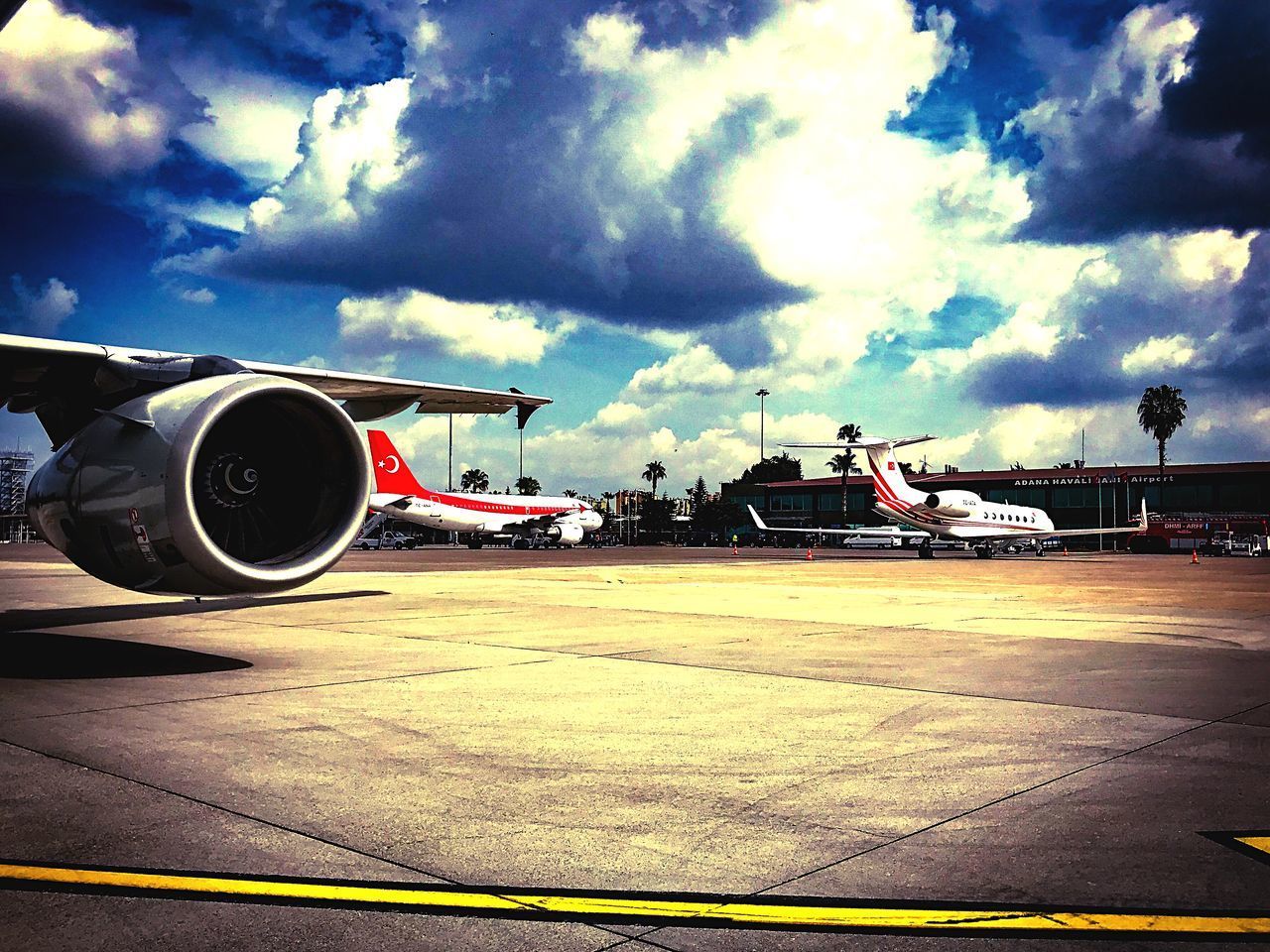 VIEW OF AIRPLANE ON RUNWAY