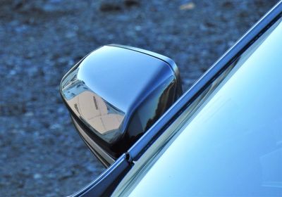 High angle view of car side-view mirror