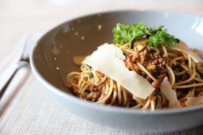 Close-up of meal served in plate