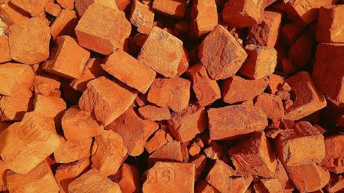 Full frame shot of stack of firewood