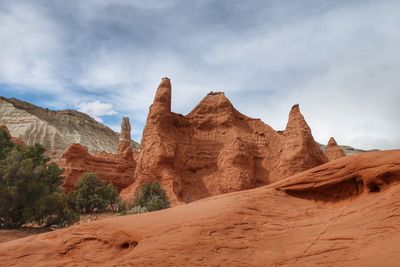 Rock formations in desert against sky