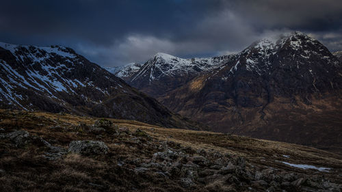 Scenic view of mountains against sky