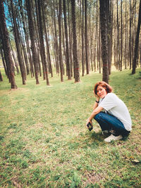 Portrait of woman in forest