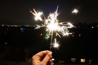 Personal perspective of person holding sparkler