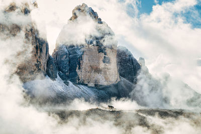 Panoramic shot of rocks on land against sky