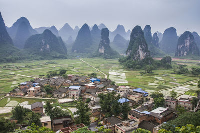 Scenic view of mountains against clear sky