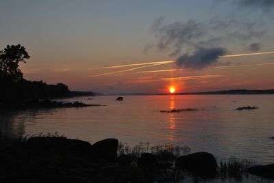 Scenic view of sunset over sea