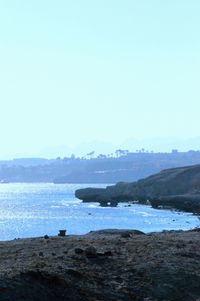 Scenic view of sea against clear sky