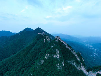 High angle view of land against sky