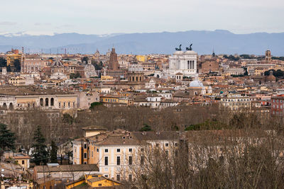 High angle view of townscape against sky