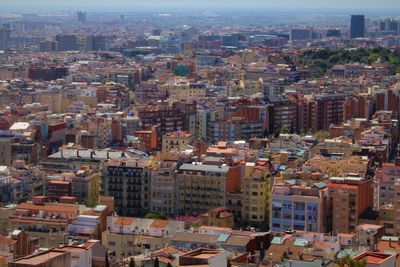 High angle view of buildings in city