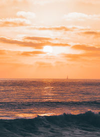 Scenic view of sea against sky during sunset