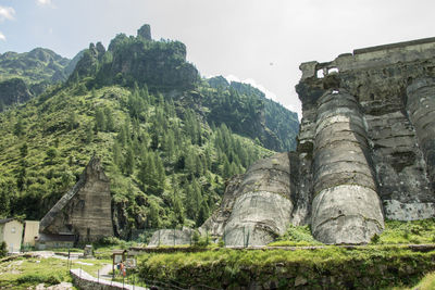 View of castle on mountain against sky