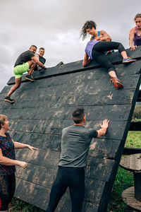 People exercising at boot camp