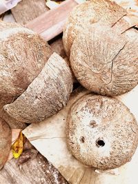 High angle view of bread on table