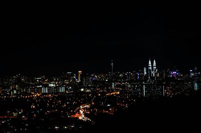 View of illuminated cityscape at night