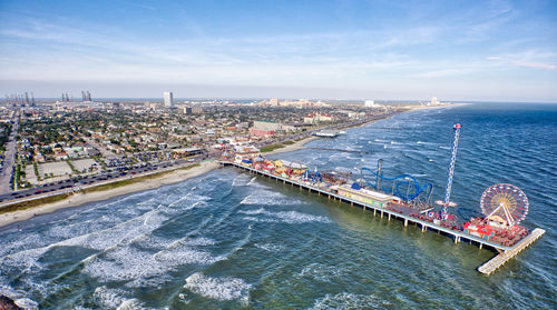 High angle view of boats in sea