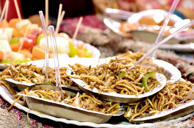 Close-up of food in plate on table