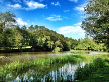 Scenic view of lake against sky