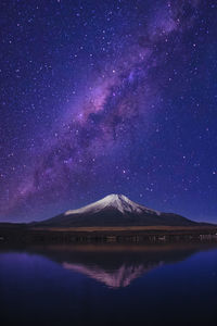 Composite photos at and starry sky over mt.fuji