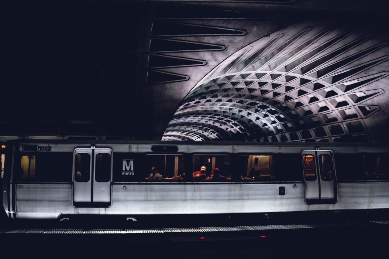 indoors, illuminated, transportation, in a row, public transportation, technology, night, train - vehicle, mode of transport, railroad station, rail transportation, no people, land vehicle, car, railroad station platform, travel, train, high angle view, arts culture and entertainment, lighting equipment