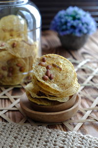 Close-up of food on table