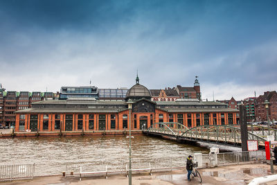 Fishmarkt building at the altona district on the banks of the elbe river in hamburg