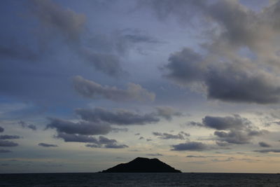 Scenic view of sea against sky at sunset