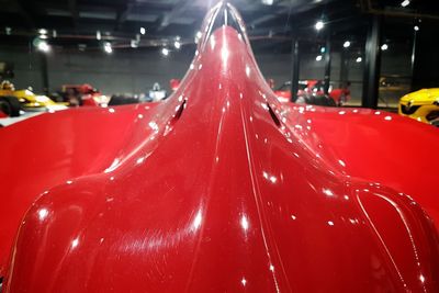 Close-up of illuminated red lights at night