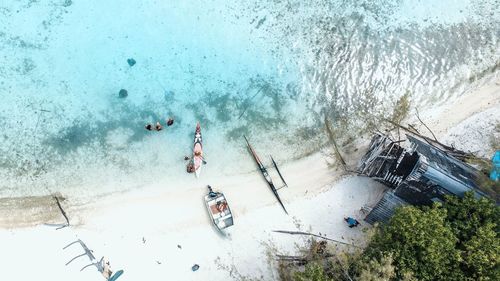 High angle view of people on beach