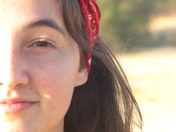 Close-up portrait of a beautiful young woman