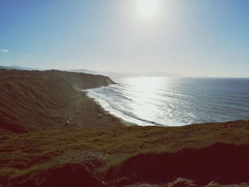 Scenic view of sea against clear sky