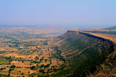 Scenic view of mountain against clear sky