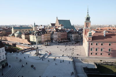 High angle view of buildings in city