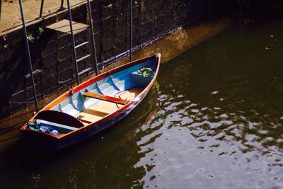 Boats moored in sea