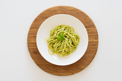 High angle view of food in bowl on table