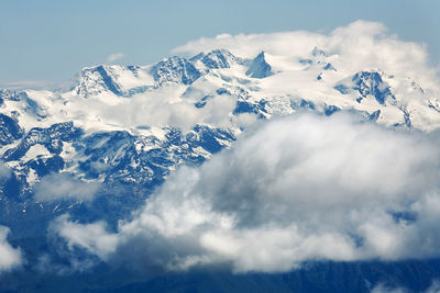 Majestic view of rocky mountains during winter at gran paradiso national park