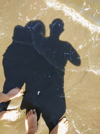 Low section of man standing on beach