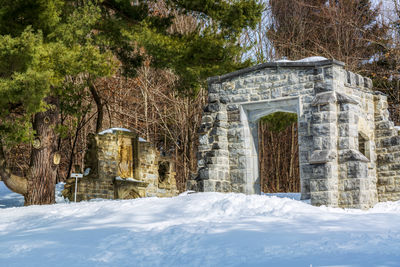 Mackenzie king estate during winter, the ruins of the complex, the most visited spot in the site.