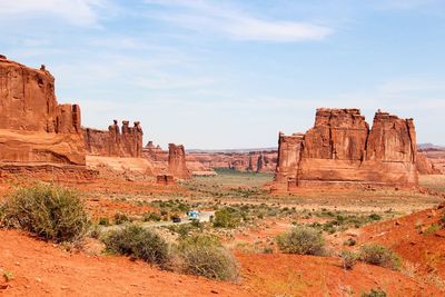 View of rock formations against sky