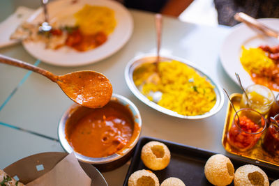 Close-up of food on table