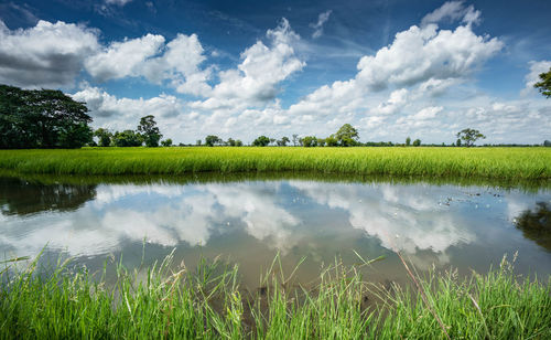 Scenic view of lake against sky