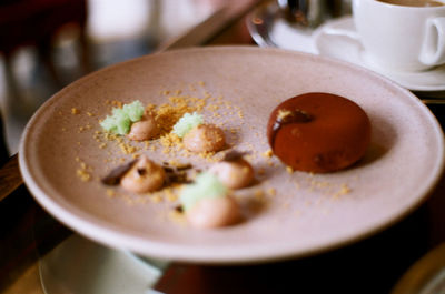 Close-up of breakfast served on table