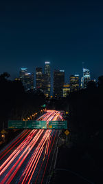 High angle view of illuminated city at night