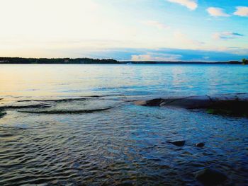 Scenic view of sea at sunset