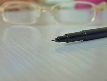 High angle view of pen on table