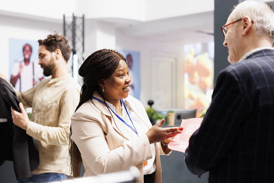 Business colleagues working in office